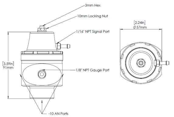 FPR10 Low Pressure (LP) Fuel Pressure Regulator Suit -10AN (Black)